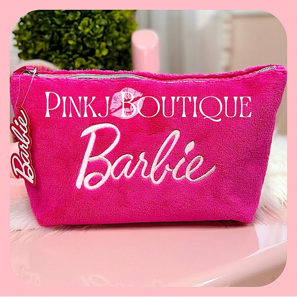 ππ{Barbie} Stylish Bright Pink {Velvet} Signature Essential Case | Makeup Bag! - Picture 4 of 6